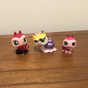 Littlest Pet Shop Ladybug #1423, Snail #628 and Ladybug #629